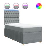 vidaXL Boxspringbed met matras, stof, lichtgrijs, 90x200 cm