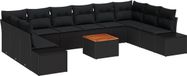 vidaXL Banc de jardin - Set - 11 - pièces - Noir