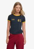 Superdry - Athletic Essentials Gestreept T-shirt Dames - Katoen - Korte mouw - Maat 10 - Eclipse Navy