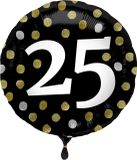 Folat Folieballon Glossy Black 25 Jaar - 45cm