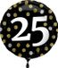 Folat Folieballon Glossy Black 25 Jaar - 45cm