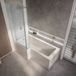 Sanford Baignoire douche asymétrique - 170 cm x 85 cm - Pare-baignoire laiton ancien - Angle gauche - Tablier frontal