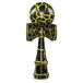 Ganzoo Kendama beukenhout, origineel traditioneel Japans behendigheidsspel met houten bal met gat aan sterk touw, 3 vangbekers en prikpunt, zwart geel, hoogte 16 cm, bekerdiameters 3,5 3,8 4,4 cm