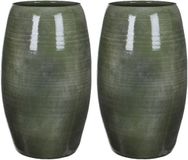 Mica Decorations Bloemenvaas Lester - 2x - groen - glanzend - keramiek - 50 x 30 cm