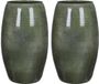 Mica Decorations Bloemenvaas Lester - 2x - groen - glanzend - keramiek - 50 x 30 cm