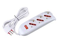 Meervoudige ROSI Stekkerdoos serie Emilia stekker 10 A, wit, 3 geaarde stopcontacten biv 10/16 A