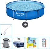 Bestway Rond Steel Pro Zwembad - 366 x 76 cm - Blauw - Inclusief Pomp Solarzeil - Onderhoudspakket - Filter - Schoonmaakset