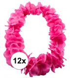 Merkloos Hawaii kransen bloemen slingers - 12x - neon roze