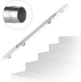 Relaxdays RVS Trapleuning - Koppelbaar - Binnen & Buiten - 100 cm - Ø 42mm - Met Houder - Zilver