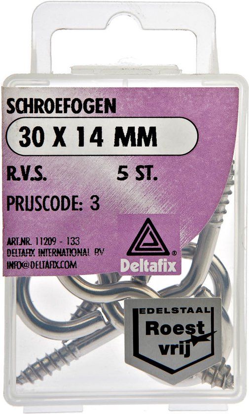 Deltafix Schroefogen - 5x - verzinkt metaal - 30 x 14 mm