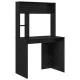 vidaXL Bureau Zwart Eiken 91 x 50 x 149 cm Bewerkt Hout