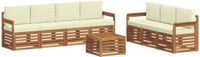 vidaXL - Bank loungeset - 7 zitplekken - Natuurlijk en crème - Massief acacia hout