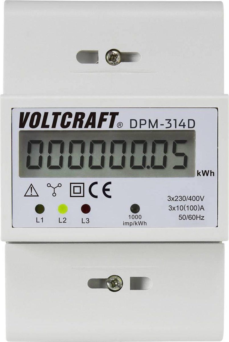 VOLTCRAFT DPM-314D kWh-meter 3-fasen Digitaal 100 A - Wit