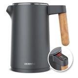 Arendo - Waterkoker van roestvrij staal met temperatuurinstelling - 45 °C - 100 °C - 1,5 liter - dubbelwandig - BPA-vrij - Warmhoudfunctie - Theekoker met temperatuurweergave - Handvat Cool Touch