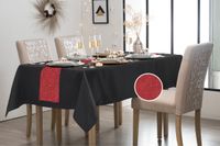 Santex Feest tafelkleed met glitter tafelloper op rol - zwart/rood - 10 meter