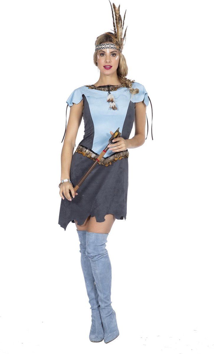 Wilbers Indianen Kostuum Dakota - Maat 36 - Blauw - Polyester - 8714438787939