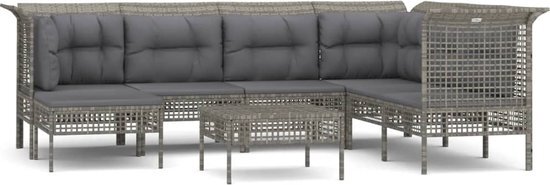 vidaXL 8-delige Loungeset met kussens poly rattan grijs