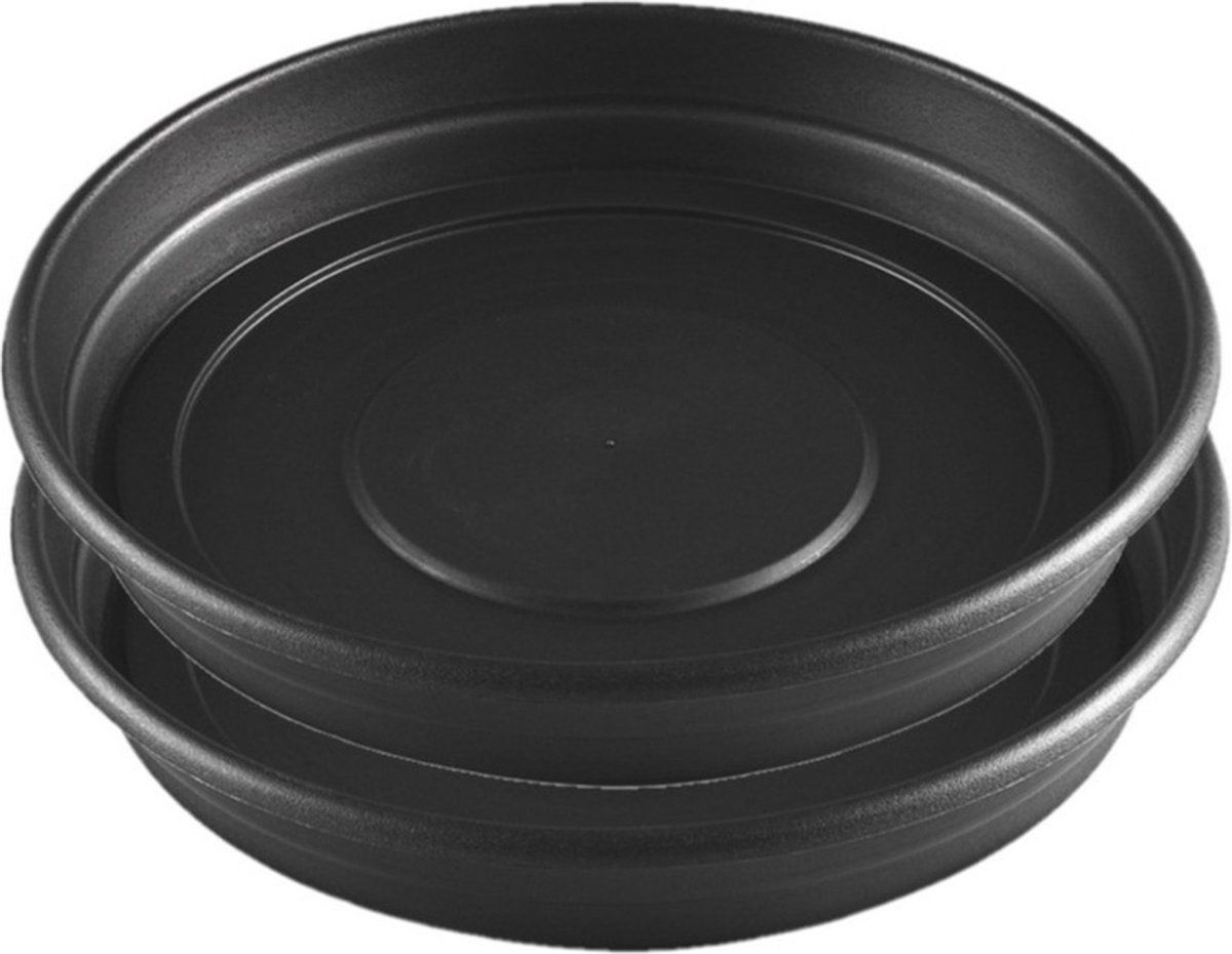 Hega hogar Bloempot/plantenpot set - Antraciet grijs - Ø 26 cm - Kunststof - 4 stuks