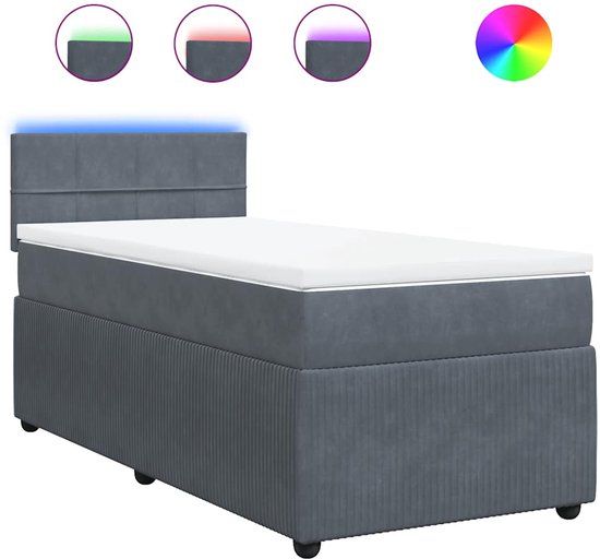 vidaXL Boxspring met matras fluweel donkergrijs 90x200 cm