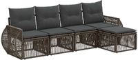 vidaXL Tuinbank - Set - 5 zitplekken - Grijs en Donkergrijs - Polyrattan