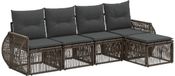 vidaXL Banc de jardin - Ensemble - 5 places assises - Gris et Gris foncé - Polyrattan