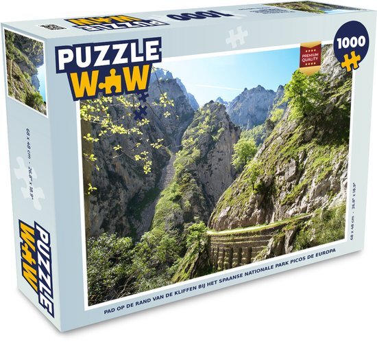 MuchoWow Puzzel Pad op de rand van de kliffen bij het Spaanse Nationale park Picos de Europa - Legpuzzel - Puzzel 1000 stukjes volwassenen