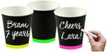 Merkloos / Sans marque Folat Bv 12x stuks neon kartonnen bekertjes beschrijfbaar
