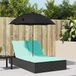 Prolenta Maison Exclusive - Dubbele ligbed met kussen en parasol, zwart, van polyrotan