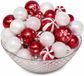 Feeric Christmas Kerstballen - 60 pièces - blanc avec rouge mix - plastique - 6 cm de diamètre
