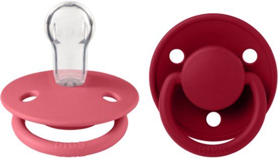 BiBS De Lux Fopspeen - Coral / Ruby - 0-6 maanden - 2 stuks