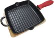 Poêle à griller en fonte, diamètre 31 cm, avec support et capuchon de protection pour la poignée