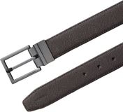 Calvin Klein Ceinture Cuir Homme Brun Foncé/Gunmetal Mat