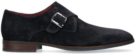 Manfield Heren Donkerblauwe suède gespschoenen Maat 40