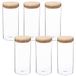 WellHome Set van 6 voorraadpotten van glas en hout, 1,3 l, x 6 1300 ml