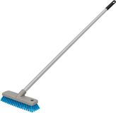 Merkloos Home Cleaning Chariot de nettoyage - grattoir - Scrubmaster - largeur 22 cm - Manche 120 cm - plastique - gris/bleu - brosse dure - brosse de nettoyage