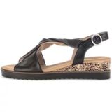Gabor - Dames Platte Sandalen - Zwart - Leer - Maat 42.5
