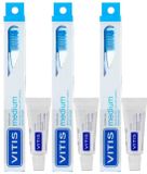 Vitis - Brosse à dents + Mini dentifrice Blanchiment - 3 x 1 pièce - Lot promotionnel
