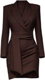 Ombre LARICA Jurk - Lange Mouw - Rits - Effen Bruin XL