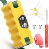 Morpilot 5500mAh batterij voor iRobot Roomba 500 600 700 800 serie en R3, Scooba 450 stofzuiger, 14,4V Ni-MH, met 2 zijborstels