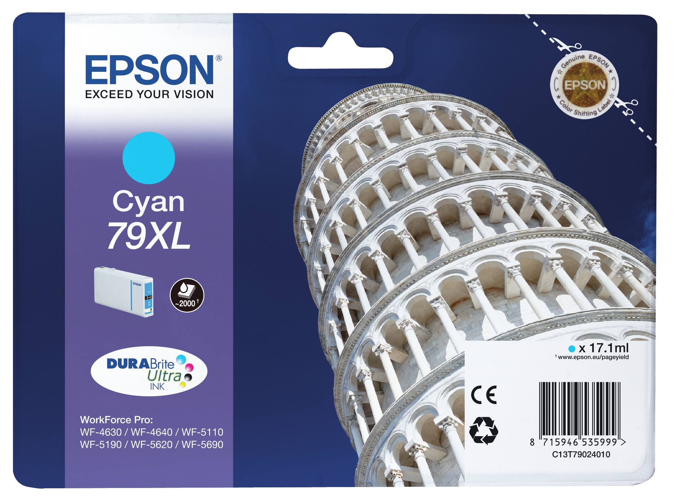 Epson Singlepack Cyan 79XL DURABrite Ultra Ink