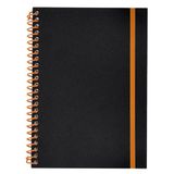Merkloos Notitieboekje Bilbo - A5 formaat - zwart / oranje - 14 x 21 cm – flexibele kaft – lijntjes schrift