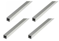 Alberts Set van 4 vierkante buizen | aluminium, zilverkleurig geanodiseerd | 1000 x 50 x 50 mm