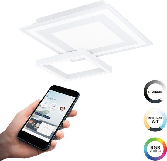 EGLO Connect Savatarila-Z Smart Plafondlamp - 45 cm - Wit - RGB & Wit Licht - Dimbaar - Zigbee