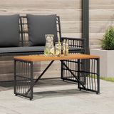vidaXL Tuintafel Zwart 80 x 40 x 40 cm Staal en Poly Rattan