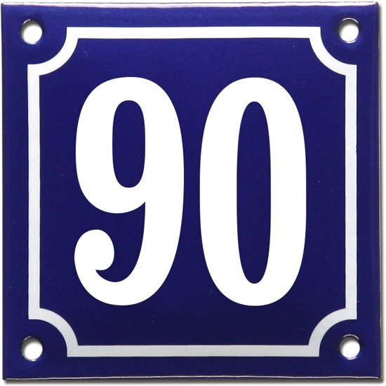 EmailleDesignÂ® Emaille huisnummer blauw/wit nr. 90