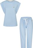 By Louise Dames Capri Pyjama Set Driekwart Kapmouw Blauw Gestipt - Maat S