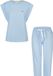 By Louise Dames Capri Pyjama Set Driekwart Kapmouw Blauw Gestipt - Maat S