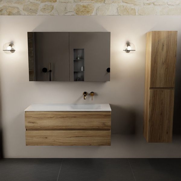Mondiaz Aivy badmeubelset - 120x45x50cm - Rechts - 2 lades - Met spiegelkast - Melamine Chai AIVY80384