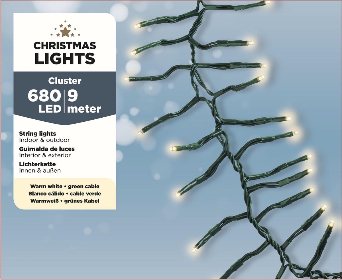 Lumineo Clusterverlichting warm wit buiten 680 lampjes - Kerstverlichting - Boomverlichting/feestverlichting lichtsnoeren