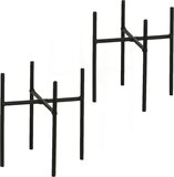 Mica Decorations Plantenstandaard - Zwart - D11.5 x H12.5 cm - 2 stuks